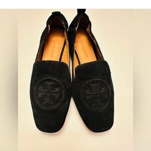 Tory Burch Women’s Black Suede Leather Slip-Ons